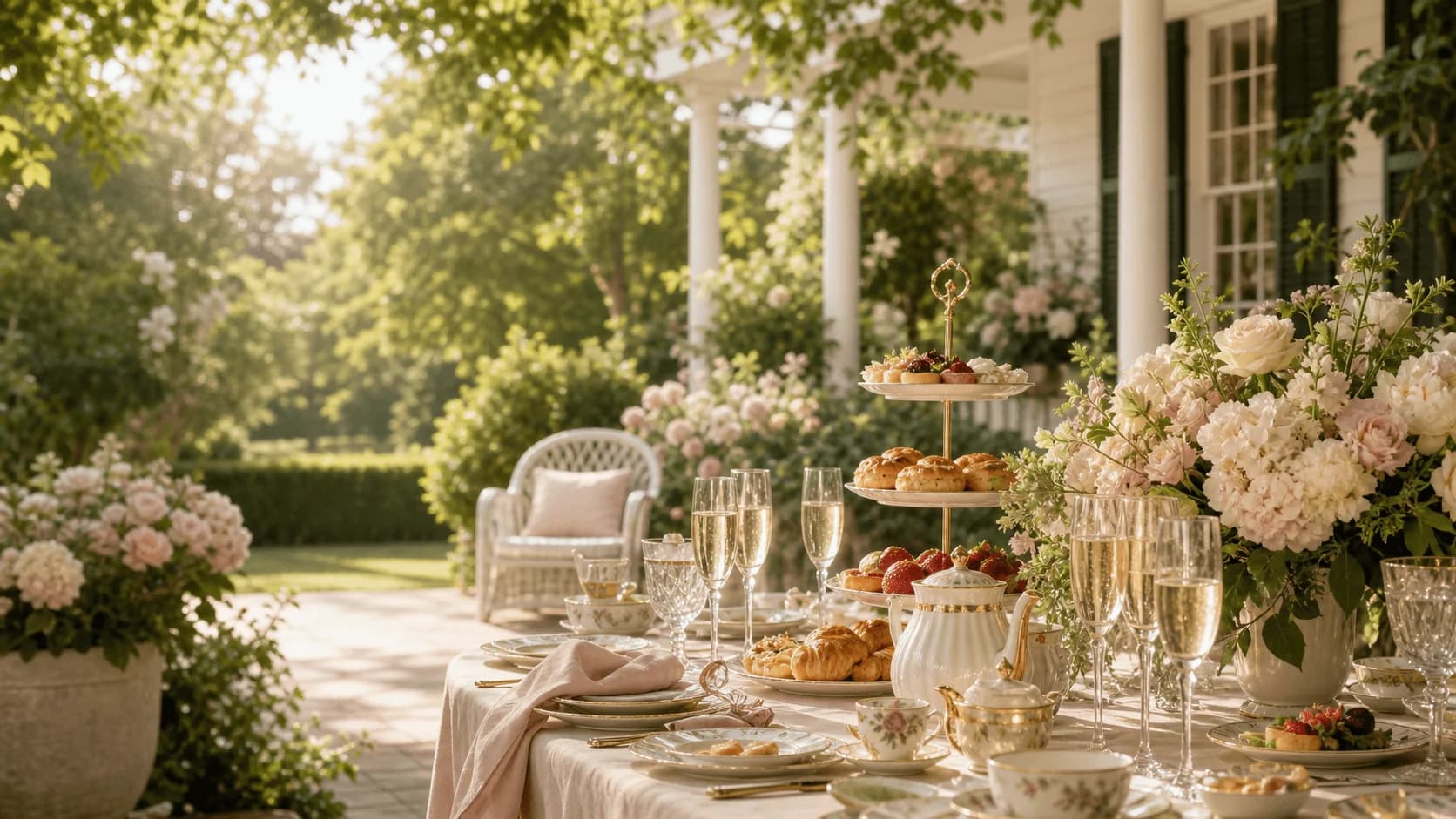 Garden brunch bridal shower gathering