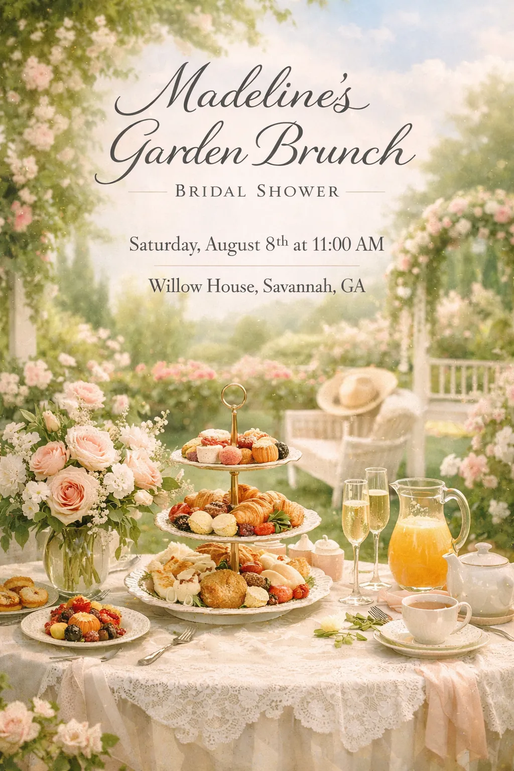 Garden brunch live invitation card